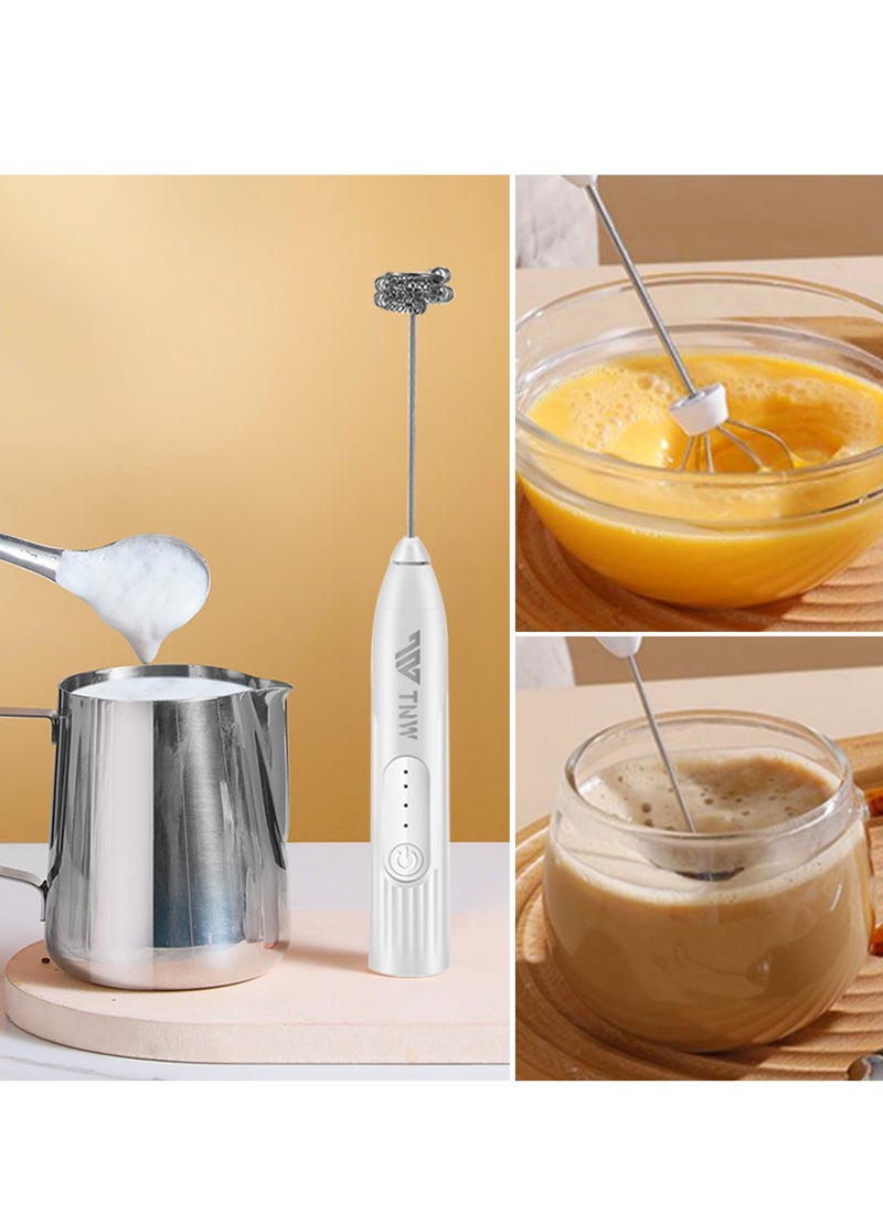 TNW - Milk Frother, Mini Handheld Electric Whisk Portable Coffee Frother with 2 Spring Whisks, 3-Speed, Rechargeable Foam Maker Beverage Mixer for Coffee, Latte, Matcha, Cappuccino and Hot Chocolates (Red) - Image 1