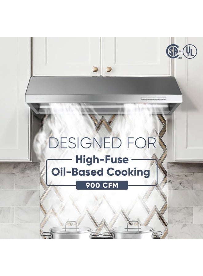 Pacific Trusteam Range Hood, 30''/36'' under cabinet, high-temperatur auto steam cleaning, Max 900CFM, LED light, responsive touch control, stainless steel housing (30') - Image 2