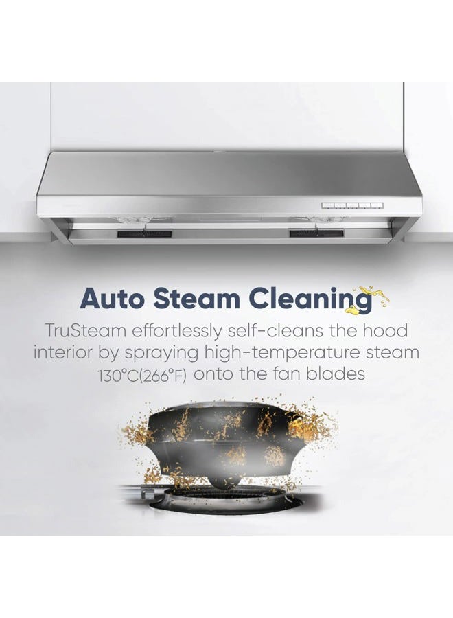 Pacific Trusteam Range Hood, 30''/36'' under cabinet, high-temperatur auto steam cleaning, Max 900CFM, LED light, responsive touch control, stainless steel housing (30') - Image 4