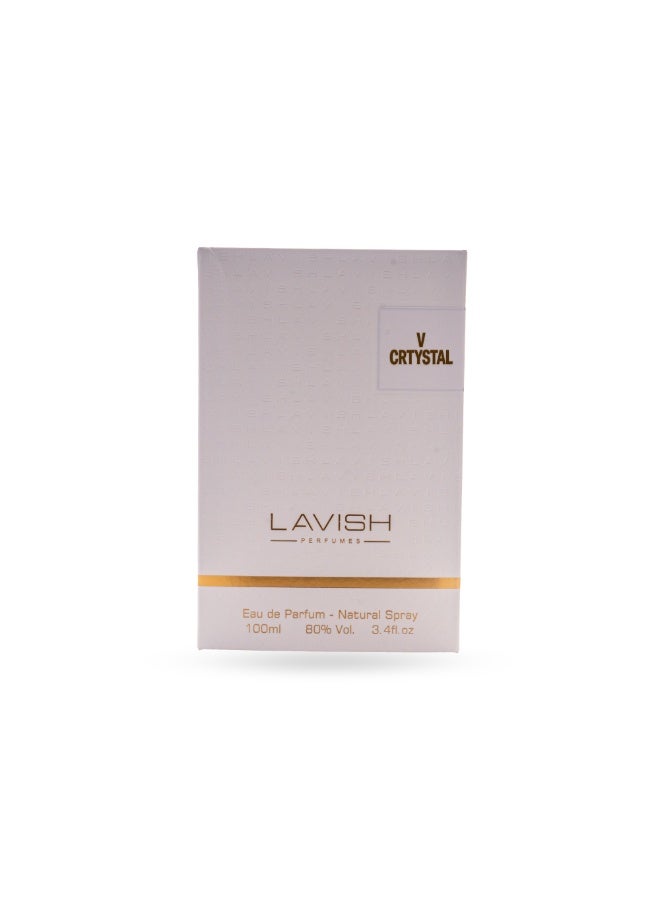 Lavish Perfumes V Crystal EDP 100 ML WomenA luxurious fruity floral fragrance with musky woody undertones, perfect for a captivating feminine presence at night. - Image 3