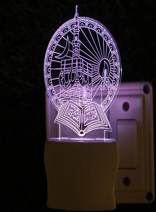 UKANI Islamic MASJID 3D Optical Illusion Acrylic Night Lamp, 7 Colors RGB Auto Colour Changing LED Plug n Play Night Light, Office Light, Best Gift - Pack of 1 (SD105,Multicolour, 3 Inch) - Image 4