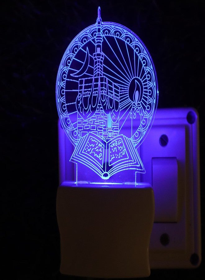 UKANI Islamic MASJID 3D Optical Illusion Acrylic Night Lamp, 7 Colors RGB Auto Colour Changing LED Plug n Play Night Light, Office Light, Best Gift - Pack of 1 (SD105,Multicolour, 3 Inch) - Image 5