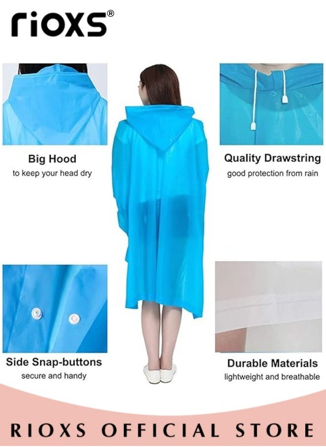 RIOXS 2 Pcs Adults Men And Women Waterproof Raincoat Portable Eva Long Rain Ponchos With Hoods Elastic Sleeves Lightweight Rainwear Cape Reusable For Outdoor Cycling Hiking Camping Climbing  - Image 2