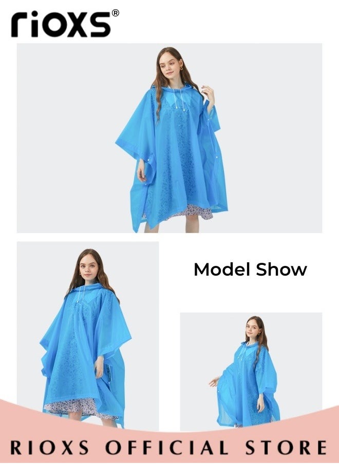 RIOXS 2 Pcs Adults Men And Women Waterproof Raincoat Portable Eva Long Rain Ponchos With Hoods Elastic Sleeves Lightweight Rainwear Cape Reusable For Outdoor Cycling Hiking Camping Climbing  - Image 4