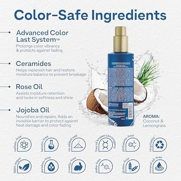 Colorproof Leave-In Treatment Spray 8.5 Fl. Oz. Heat Protection Spray for Hair, Smoothing and Detangling Spray with Color Protection, Coconut & Lemongrass Scent - Image 3