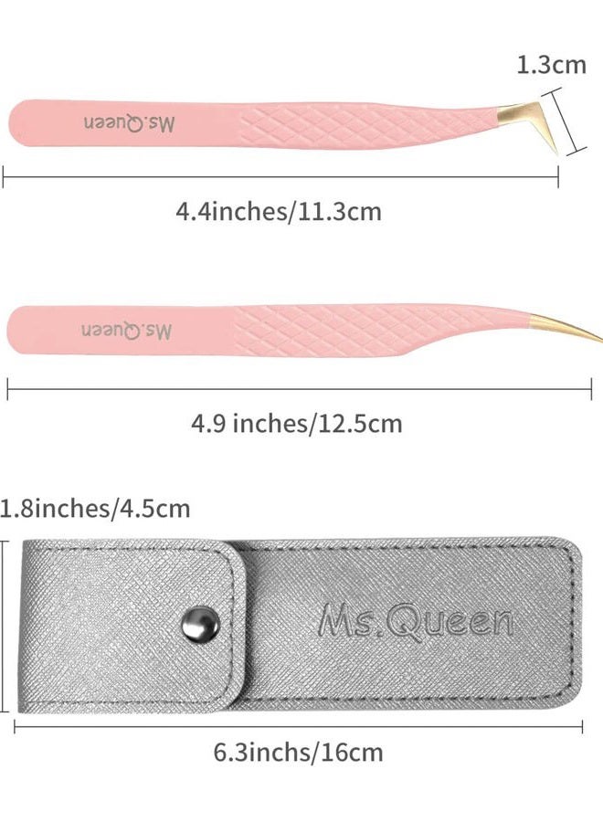 Ms.Queen Lash Extension Tweezers,2Pcs Fiber Tip Grip Boot Volume Tweezer and Dolphin Isolation Eyelash Tweezers - Image 5