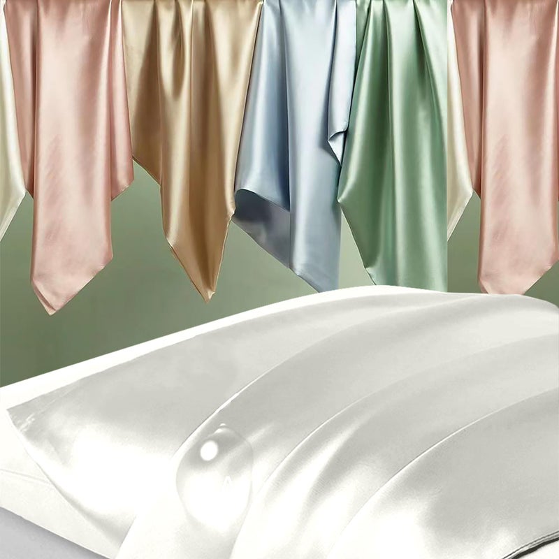 DKBslik Silk Pillowcase 2 Pack  Natural Mulberry Silk Pillow Case  Anti Acne Silk Pillowcase for Hair and Skin  King Size Silk Satin Pillowcase Set of 2 with Hidden Zipper  Gifts for Women Men  Ivory - Image 2