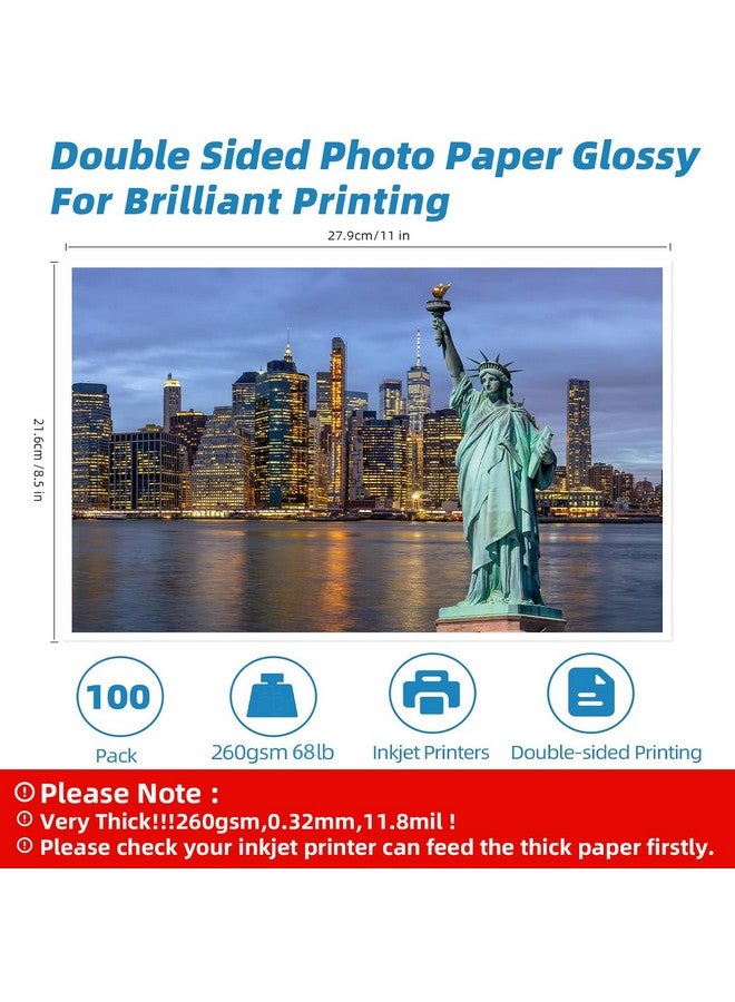 Uinkit Thick Photo Paper Glossy Double Sided 100 Sheets 8.5x11 Heavyweight 68lb 260gsm Inkjet Both Sides Printable 11.8mil A4 Letter size Flyer Bulk Pack 8.5 x 11 Card paper postcard postal A189 - Image 3