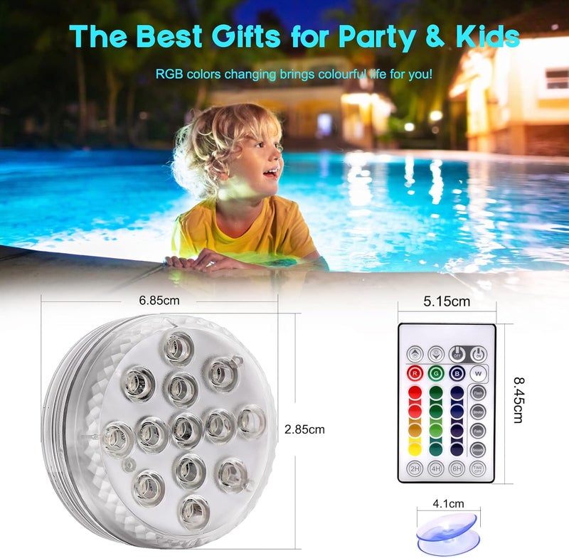 4 Pack RGB Submersible LED Lights with Remote, Suction Cups and Magnets - Image 5