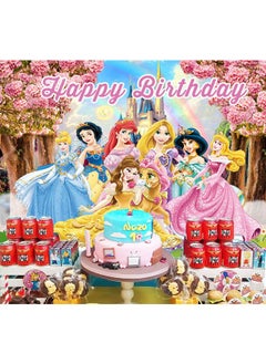 Party Disney Princess Birthday Party Large Size Background Decoration Cloth for Children's Birthday Photo Supplies Background Photo Props (Size: 150cmX210cm)  - Image 2
