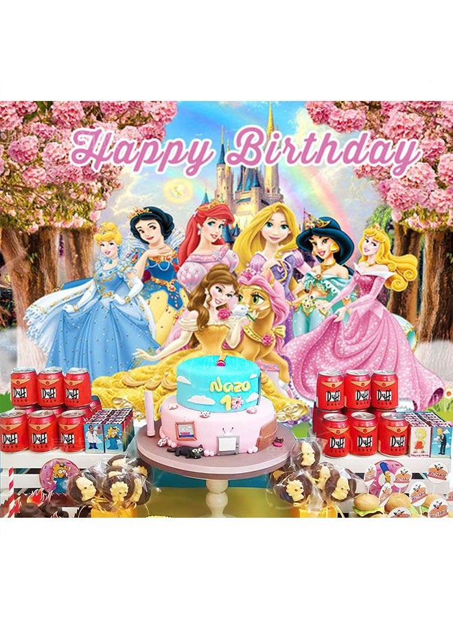 Party Disney Princess Birthday Party Large Size Background Decoration Cloth for Children's Birthday Photo Supplies Background Photo Props (Size: 150cmX210cm) - Image 2