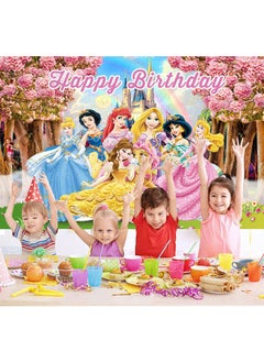 Party Disney Princess Birthday Party Large Size Background Decoration Cloth for Children's Birthday Photo Supplies Background Photo Props (Size: 150cmX210cm)  - Image 3