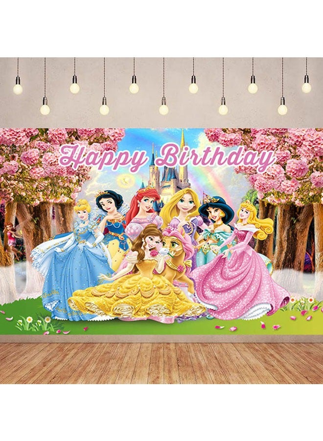 Party Disney Princess Birthday Party Large Size Background Decoration Cloth for Children's Birthday Photo Supplies Background Photo Props (Size: 150cmX210cm) - Image 1