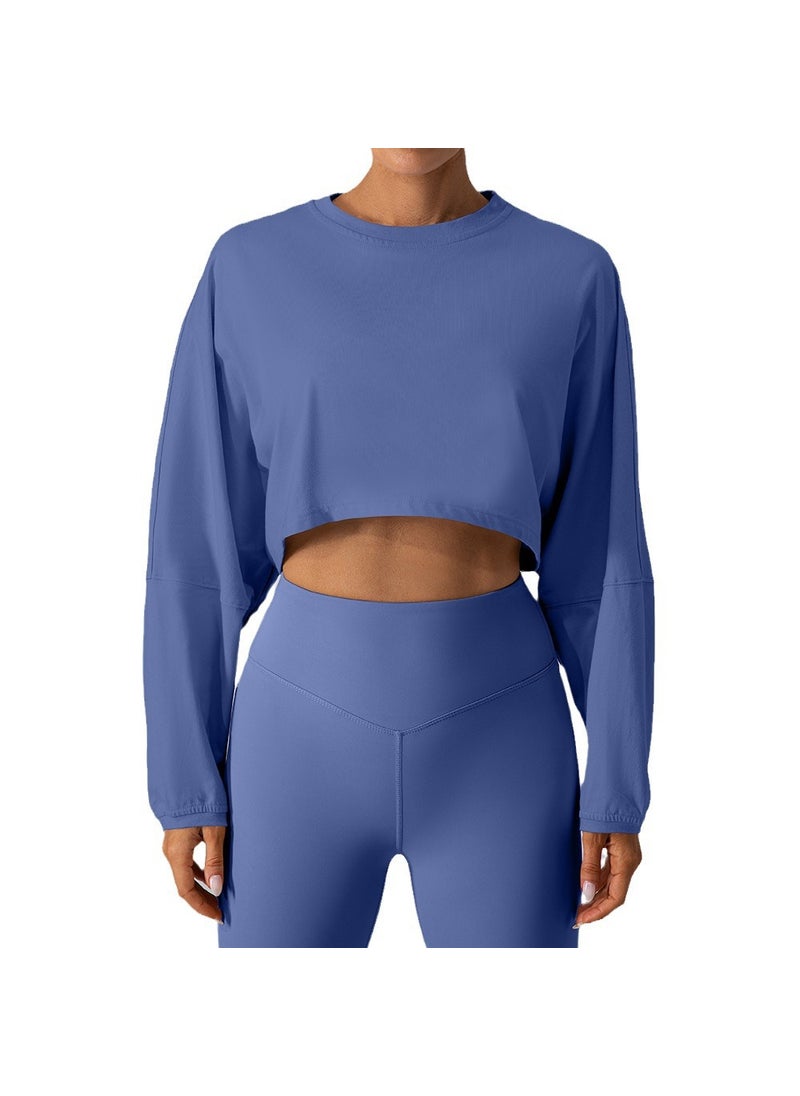 Generic - Casual Long-Sleeve Crop Top Sweatshirt for Women Black - Image 1