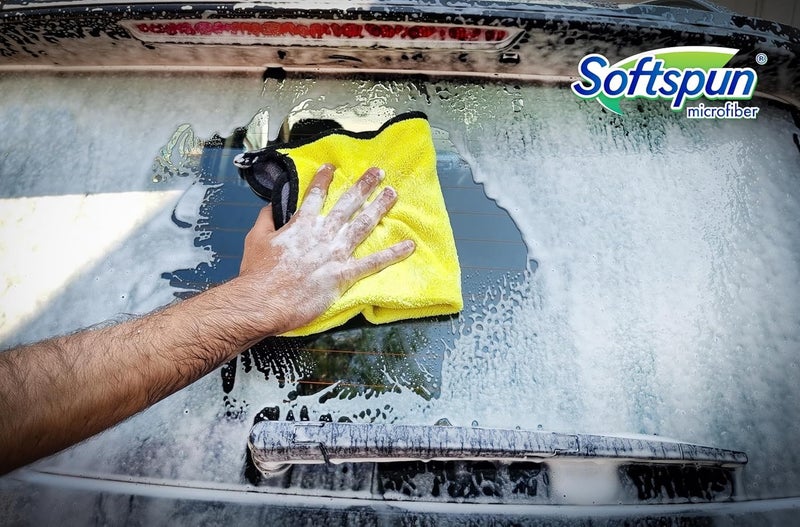 SOFTSPUN Microfiber 900gsm 2pcs 40x40cm Yellow+Grey + 500mL Car & Bike Premium Liquid Shampoo Combo | Extra Suds, Removes Tough Dirt & Grime | pH Neutral | Works with Bucket & Foam Cannon - Image 5