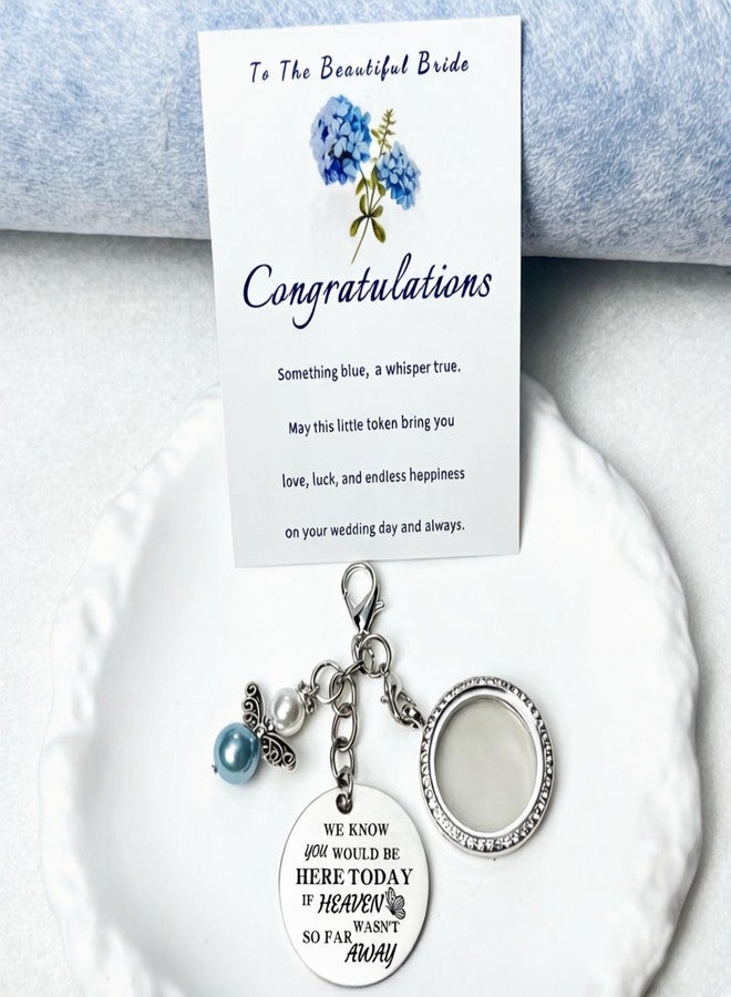 Dorla Cool Memorial Wedding Bouquet Locket Charm DIY Photo Frame Guardian Angel Something Blue for Bride to be Bridal Gift On Wedding Day Remembrance Gifts - Image 3