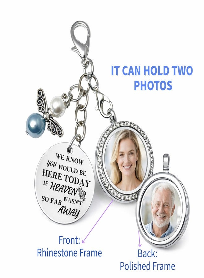 Dorla Cool Memorial Wedding Bouquet Locket Charm DIY Photo Frame Guardian Angel Something Blue for Bride to be Bridal Gift On Wedding Day Remembrance Gifts - Image 2