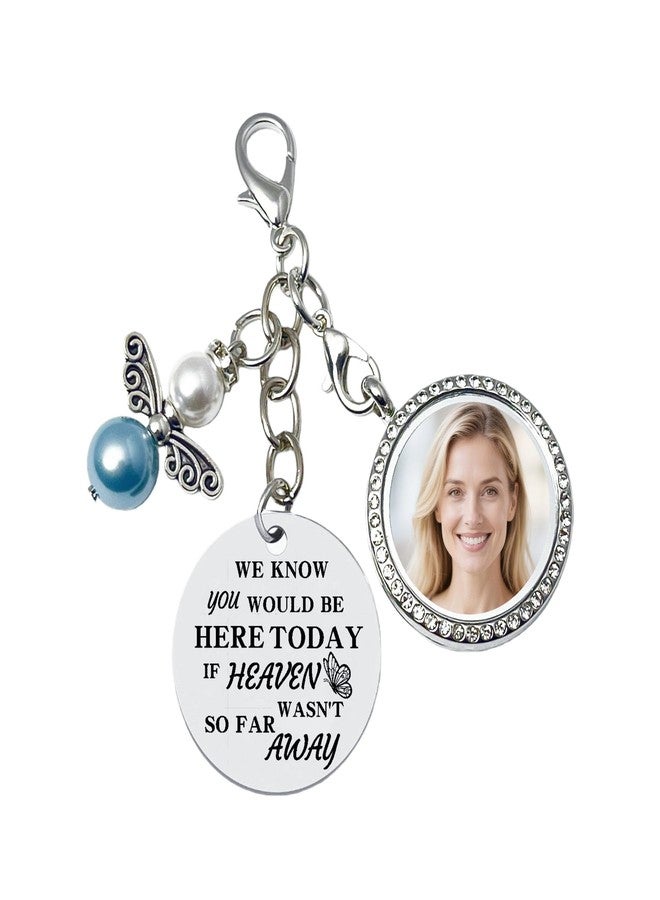 Dorla Cool Memorial Wedding Bouquet Locket Charm DIY Photo Frame Guardian Angel Something Blue for Bride to be Bridal Gift On Wedding Day Remembrance Gifts - Image 1