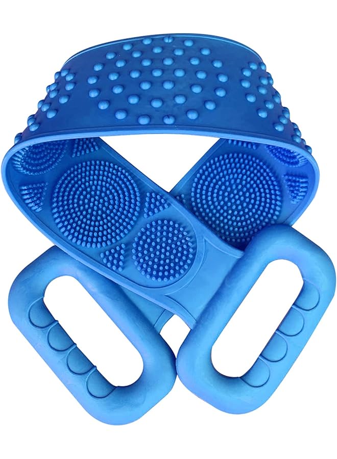 Douself Silicone Back Scrubber Bath Shower Silicone Body Massage Brush Silicone Bath Towel Exfoliating Body Brush Belt Cleaning Shower Strap Doublesided Washing Towel Scrubber For Men Women - Image 1