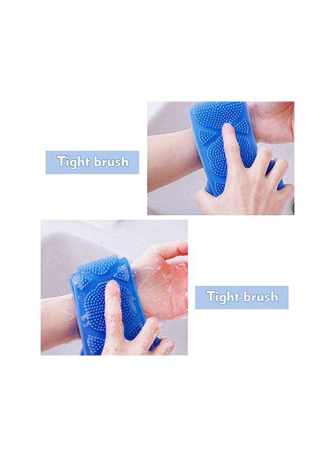 Douself Silicone Back Scrubber Bath Shower Silicone Body Massage Brush Silicone Bath Towel Exfoliating Body Brush Belt Cleaning Shower Strap Doublesided Washing Towel Scrubber For Men Women - Image 3