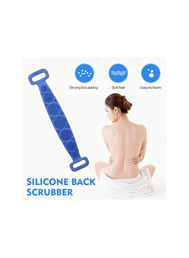 Douself Silicone Back Scrubber Bath Shower Silicone Body Massage Brush Silicone Bath Towel Exfoliating Body Brush Belt Cleaning Shower Strap Doublesided Washing Towel Scrubber For Men Women - Image 2