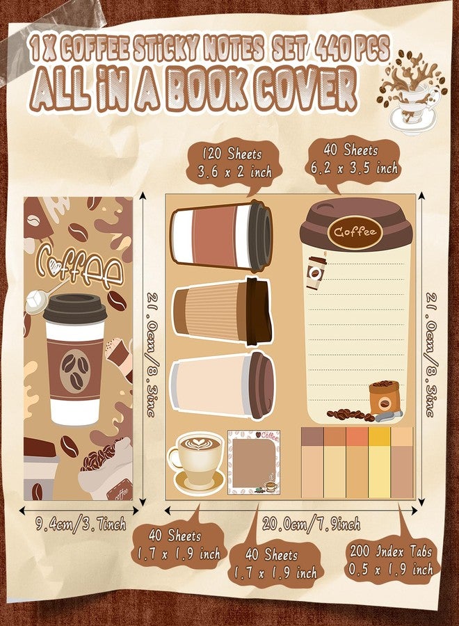 Dunzoom 57 Pcs Aesthetic Coffee Stationery Set Coffee Themed Gifts for Coffee Lovers includes 6 Pcs Black Ink Coffee Pens Sticky Note 50 Pcs Stickers Cute Coffee Stuff for Office School Supplies - Image 2