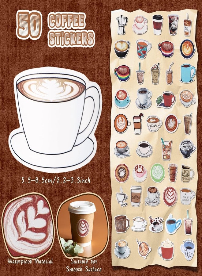 Dunzoom 57 Pcs Aesthetic Coffee Stationery Set Coffee Themed Gifts for Coffee Lovers includes 6 Pcs Black Ink Coffee Pens Sticky Note 50 Pcs Stickers Cute Coffee Stuff for Office School Supplies - Image 3