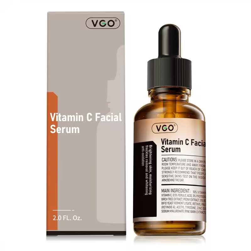 VGO Vitamin C Serum for Face, Vit C Anti Aging Serum with Hyaluronic Acid & Vitamina E, Deep Hydration Facial Care for All Skin Types, 2.02oz / 60ml