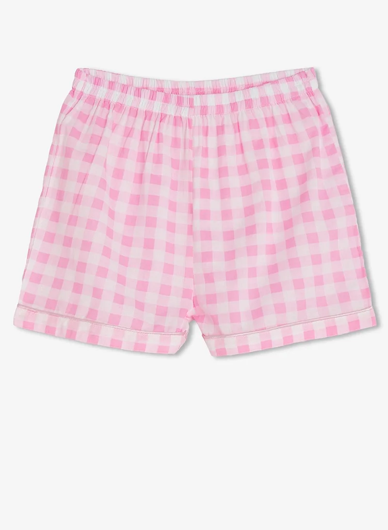 Pinata  Pink Gingham Button Through Cotton Shirt Pyjamas for Women | Best Price UAE