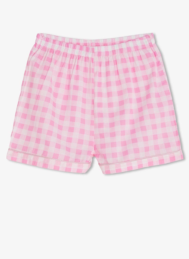 Pinata Pink Gingham Button Through Cotton Shirt Pyjamas - Image 5