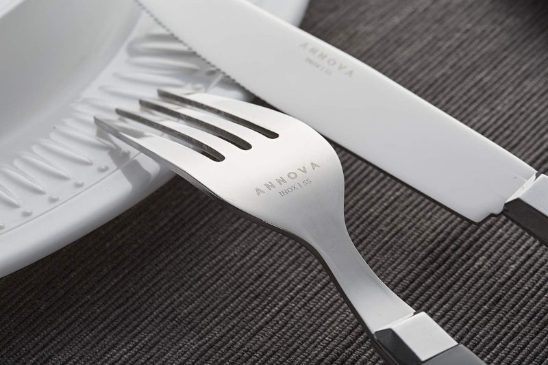 Annova ANNOVA Silverware Set Stainless Steel Cutlery Color Handle With RivetRetro Flatware CreamWhite 20 Pieces - Image 4