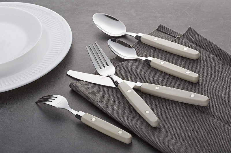 Annova ANNOVA Silverware Set Stainless Steel Cutlery Color Handle With RivetRetro Flatware CreamWhite 20 Pieces - Image 3
