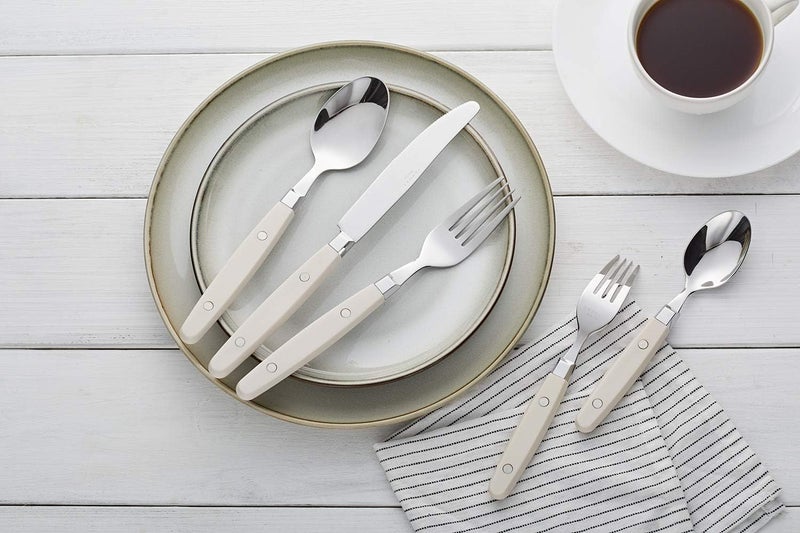 Annova ANNOVA Silverware Set Stainless Steel Cutlery Color Handle With RivetRetro Flatware CreamWhite 20 Pieces - Image 2