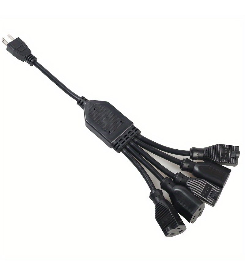 1 To 5 Outlet Adapter Y Splitter Power Cord Flat Plug Space Saving 0.34m - Image 1