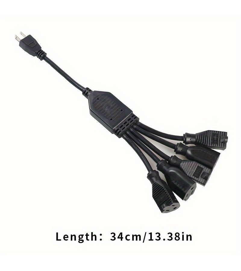 1 To 5 Outlet Adapter Y Splitter Power Cord Flat Plug Space Saving 0.34m - Image 2