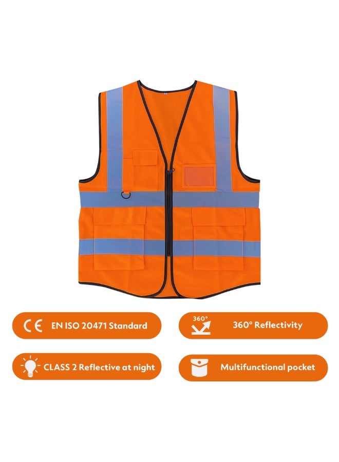 DXB GADGETS Pack of 6 High Visibility Multi Use Vest Safety and Utility Bright Orange  - Image 4
