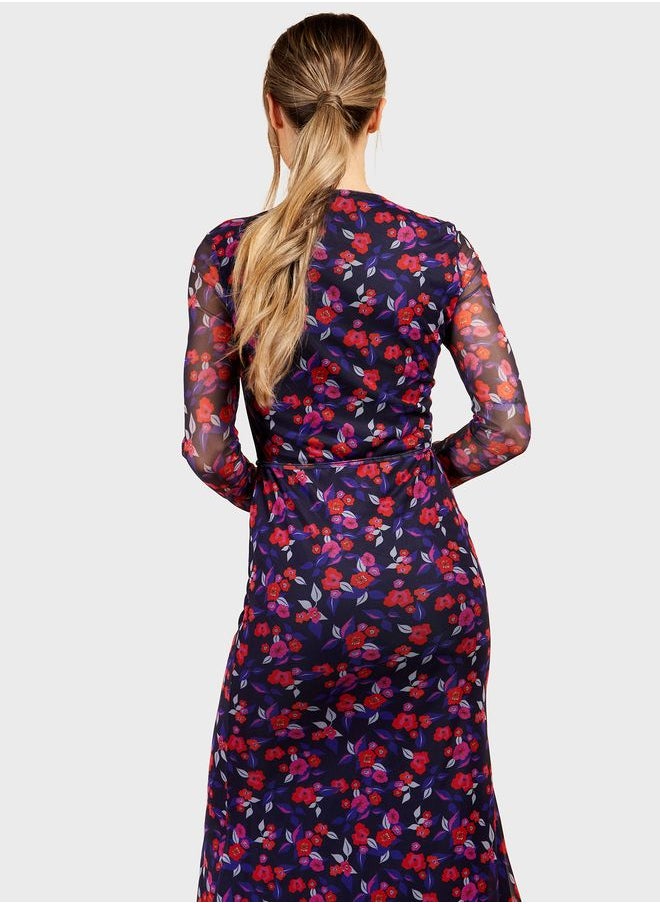 Little Mistress - Cut Out Floral Printed Dress - Image 1