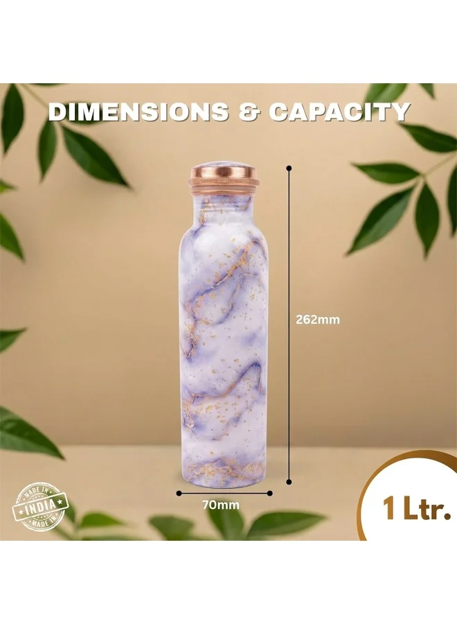 Mobcos Mobcos Lavender Gold Mist Copper W Bottle 1 Ltr Mobcos Lavender Gold Mist Copper Water Bottle 1 Ltr, 99% Pure Copper Bottle with Leakproof Screw Cap, Handmade Marbled Design, Reusable Water Bottle for Home, Office & Travel  | Best Price UAE