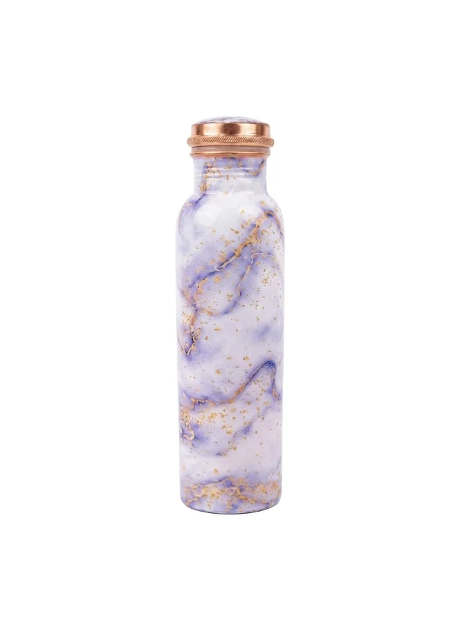 Mobcos Mobcos Lavender Gold Mist Copper Water Bottle 1 Ltr, 99% Pure Copper Bottle with Leakproof Screw Cap, Handmade Marbled Design, Reusable Water Bottle for Home, Office & Travel