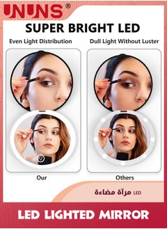 UNUNS LED Lighted Mirror,1X/10X Magnification Compact Mirror Travel Makeup Mirror,Illuminated Folding Mirror,Handheld 2-Sided Mirror,Portable Folding Mirror For Pocket,Black  - Image 4
