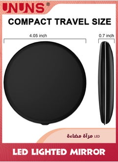 UNUNS LED Lighted Mirror,1X/10X Magnification Compact Mirror Travel Makeup Mirror,Illuminated Folding Mirror,Handheld 2-Sided Mirror,Portable Folding Mirror For Pocket,Black  - Image 3