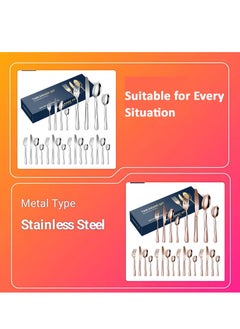 Bonita 24PCS Stainless Steel Flatware Set 4 Components Matte Finish Kitchen Utensils Set Western Food Steak Knife Fork Spoon Dinnerware Tableware Cutlery Set for Home and Restaurant  - Image 3