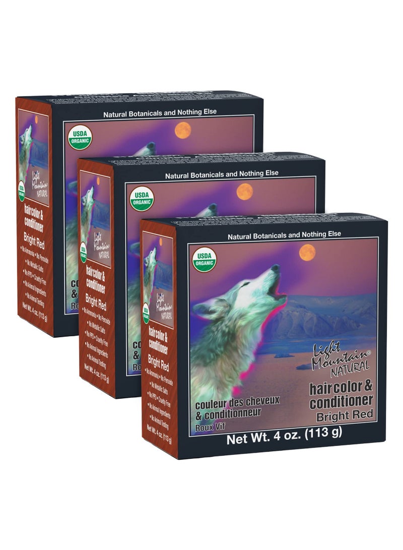 Light Mountain, صبغة شعر طبيعية وبلسم، أحمر، 4 أونصة (113 جم)