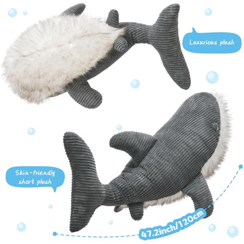 MorisMos Great White Shark Stuffed Animal Plush Pillow 47 Giant Mako Shark Toy for Kids Adults4ft Large Ocean Animal Gift for Marine Creature Lovers Sea Life Decoration for Room CECPC Certified - Image 5