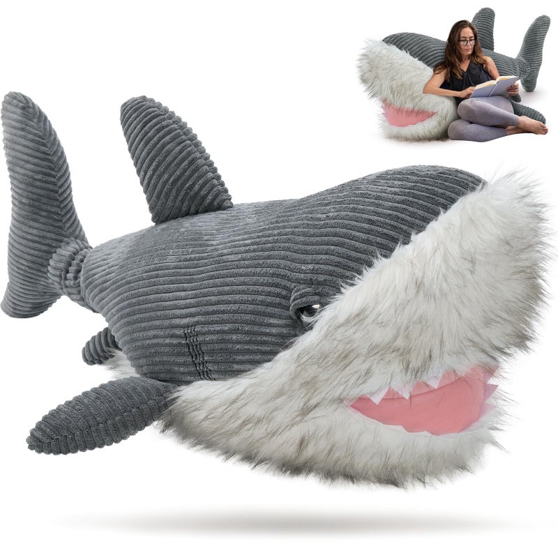 MorisMos Great White Shark Stuffed Animal Plush Pillow 47 Giant Mako Shark Toy for Kids Adults4ft Large Ocean Animal Gift for Marine Creature Lovers Sea Life Decoration for Room CECPC Certified - Image 3