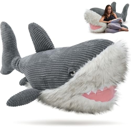 MorisMos Great White Shark Stuffed Animal Plush Pillow 47 Giant Mako Shark Toy for Kids Adults4ft Large Ocean Animal Gift for Marine Creature Lovers Sea Life Decoration for Room CECPC Certified - Image 1