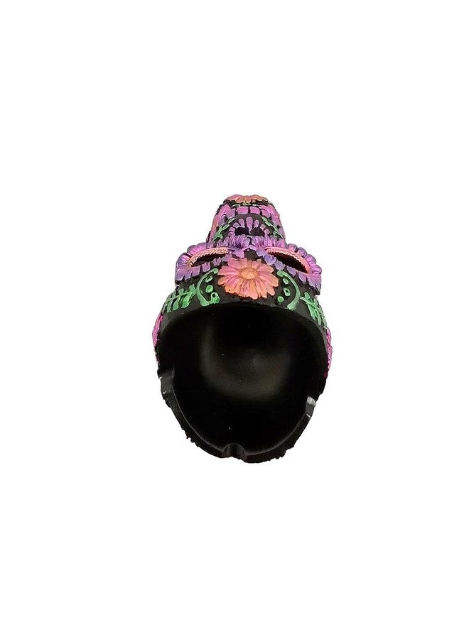 F.e.s.s. Day of the Dead Skull Smoking Ashtray - 3.75" Metallic Polyresin - Image 4