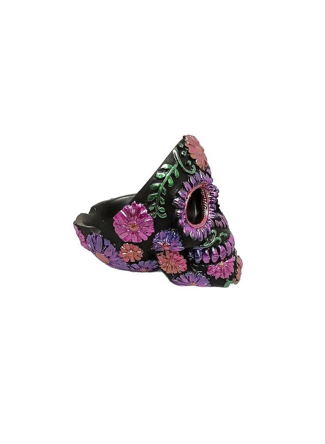 F.e.s.s. Day of the Dead Skull Smoking Ashtray - 3.75" Metallic Polyresin - Image 3