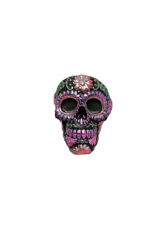 F.e.s.s. Day of the Dead Skull Smoking Ashtray - 3.75" Metallic Polyresin - Image 2