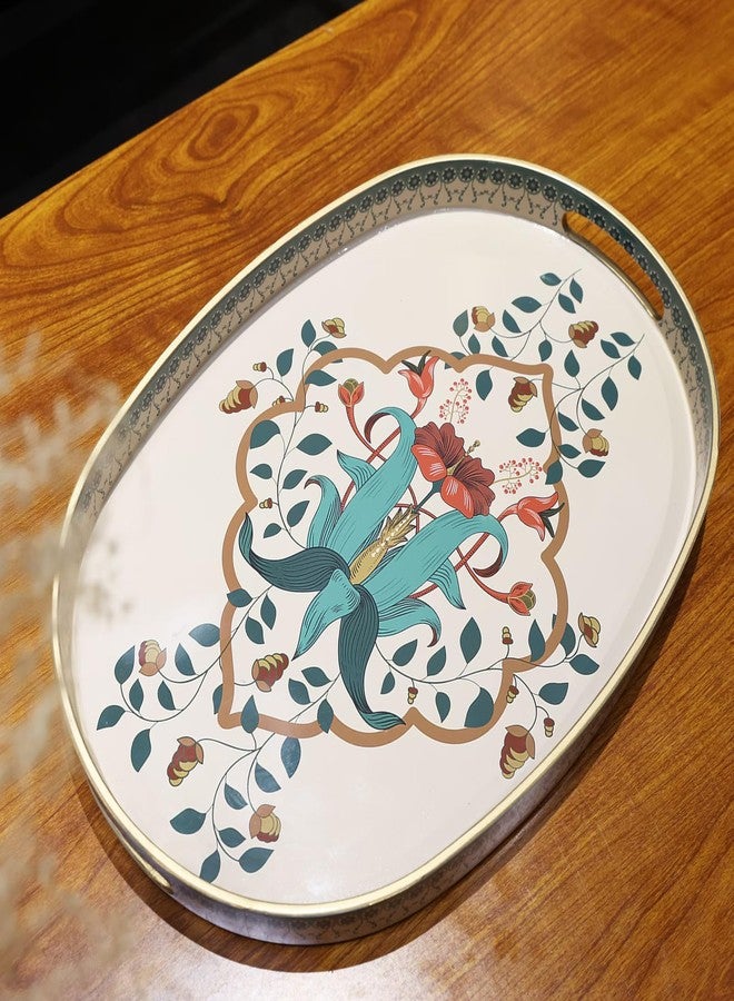 Omuriko Oval Plastic Serving Tray with Handles, Elegant Decorative Tray for Coffee Table, Ottoman, Living Room, Kitchen, Outdoor Use. 10"*16"*1.4" A - Image 5